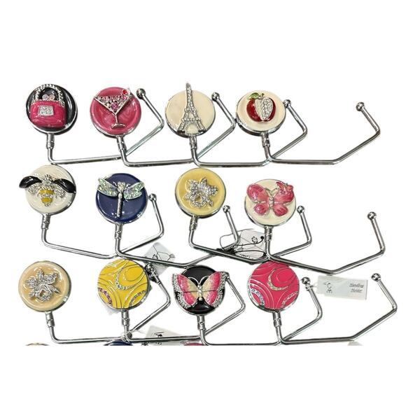 20 OF BLING DRAGONFLY PURSE BAG HOOK HOLDER GREEN PURPLE HANDBAG TABLE HANGER - Picture 2 of 4